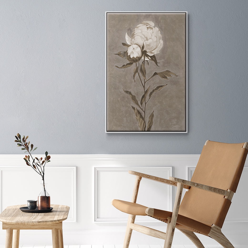 Pretty as a Peony II Framed Premium Gallery Wrapped Canvas - Ready to Hang - 25 x 37 - White Floating Frame