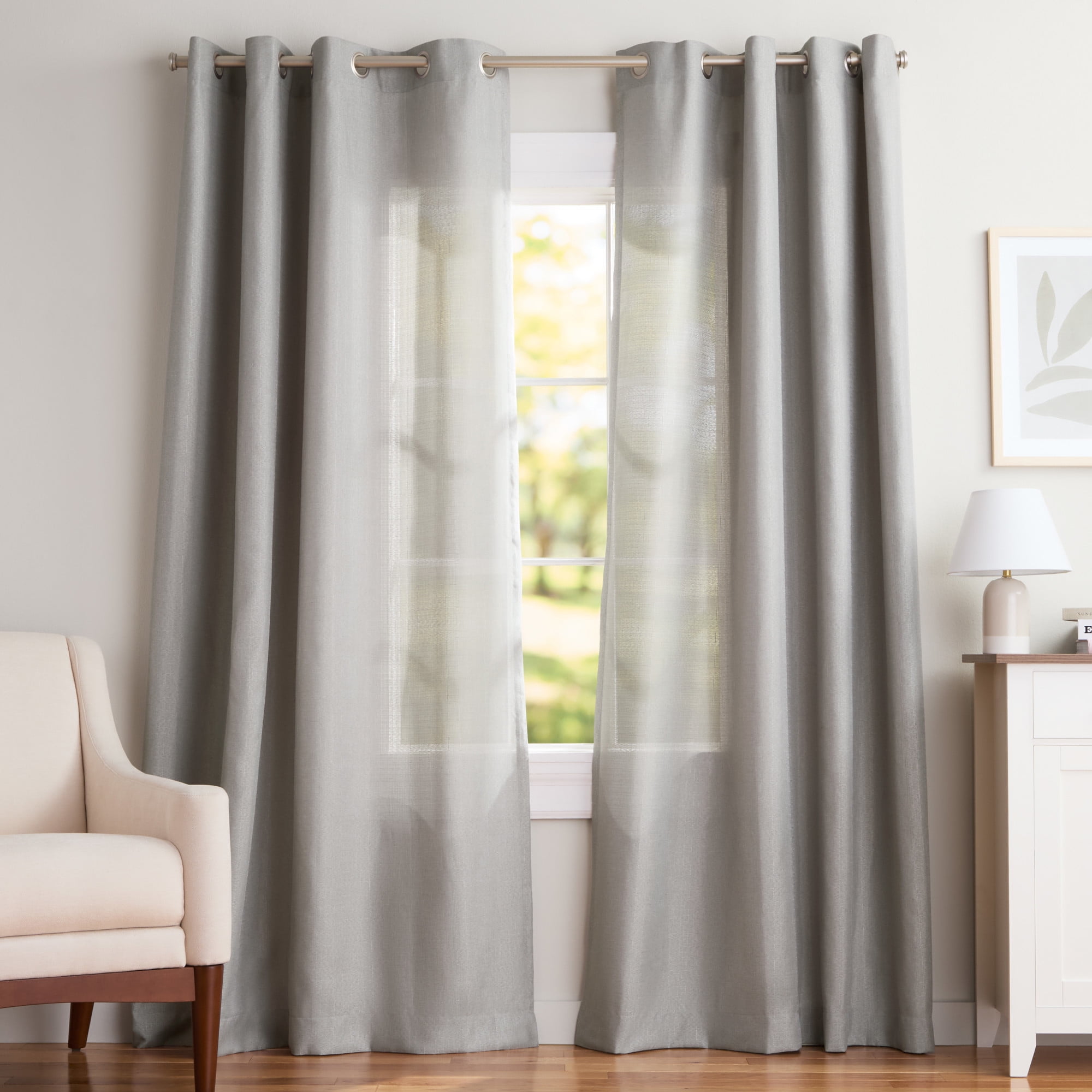 Exclusive Home Curtains Loha Linen Grommet Top Curtain Panel Pair, 54x96, Dove Grey