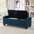 thumbnail image 3 of GZXS Modern Upholstered Ottoman with Storage, PU Leather Entryway Shoe Bench, End of Bed Bench with Flip Top for Bedroom, Living Room, 48"L x 18.1"W x 17"H, Blue, 3 of 9