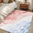 thumbnail image 5 of Summer Red Beach Washable Area Rugs 3'x5', Modern Abstract Gradient Red Blue Waves Stripe Low Pile Throw Living Room Rug Non-Slip Sturdy Edge Binding Carpet for Indoor Entryway Bedside Kitchen, 5 of 9