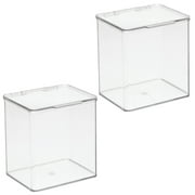 mDesign Plastic Stackable Kitchen Food Storage Box, Hinged Lid, 2 Pack - Clear