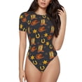thumbnail image 1 of Balery Wild West Golden Horseshoe Body de cuello redondo de manga corta para mujer Tops de manga corta Tops básicos-Small, 1 of 7