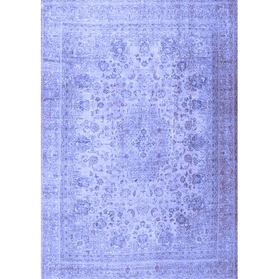 Ahgly Company Machine Washable Indoor Rectangle Persian Blue Traditional Area Rugs, 8' x 12'