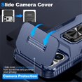 thumbnail image 4 of For iPhone 17 Pro Max Slim Fit Shockproof Hybrid with Slide Camera Cover & Rotated Ring Kickstand, [Military-Grade] Phone Case For iPhone 17 Pro Max 6.9",Blue,For iPhone 17 Pro Max, 4 of 8