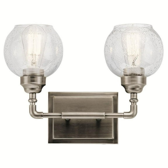 2 Light Transitional Vanity Light with Vintage Industrial Inspirations 10.75 inches Tall By 14.75 inches Wide-Antique Pewter Finish Bailey Street Home