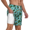 thumbnail image 3 of Picia Pineapple Sea Turtle pattern Mens Swim Trunks with Compression Liner Stretch Beach Shorts Quick Dry with Zipper Pockets No-Chafing Board Shorts-Medium, 3 of 9