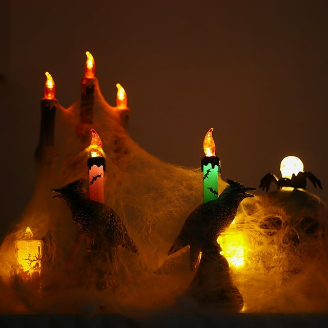 Xihbxyly Lámpara de Cuervo de Halloween, Luz Led Tipo Vela, Decoración Espeluznante para Festivales de Fantasmas, Luz Nocturna Espeluznante, Iluminación Segura para Fiestas, Temática de Terror Navide