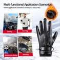 thumbnail image 6 of Winter Leather Gloves for Men Women, Full-Hand Touchscreen PU Leather Thermal Gloves with Soft Fleece Lining, Windproof Water-Resistant, Adjustable Snap Cuff, Detachable Spring Buckle, XL, 6 of 7