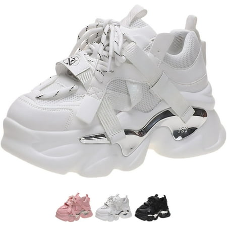 Sparkly Cool Platform Shoes Fashion Chunky Sneakers for Women Trendy Casual Thick Dad Aesthetic Shoes