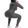 thumbnail image 3 of MixMatchy Women's Solid Scrunch Butt Active Leggings Zip Up Jacket Set Workout Yoga Outfit, 3 of 5