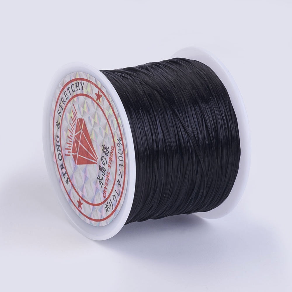 Flat Elastic String Elastic Beading Thread for Stretch Bracelet Making Black 0.5mm 49.21 yards(45m)/roll Diy