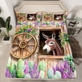 thumbnail image 3 of Homewish Cartoon Rustic Donkey Twin Sheet Sets for Kids, Western Green Cactus Twin Fitted Sheet, Countryside Theme Flat Sheet, Microfiber Bedroom Decor, 3pcs, 3 of 8