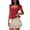 Red, variant on Womens Puff Sleeve Ruffle Trim Tie Front Cropped Top Slim Fit Tshirt Feminine Blouse White M