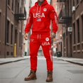 thumbnail image 2 of IWRICH USA Flag Sweatsuit for Men Plus Size Long Sleeve Hoodies Elastic Waist Drawstring Sweatpants 2 Piece Workout Tracksuits Red XXXXL, 2 of 5