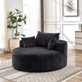 thumbnail image 6 of Chenille Round Oversized Chair with Foam Cushions for Living Room, Bedroom, Lounge, and Projection Room, 6 of 16