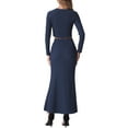 thumbnail image 3 of INSPIRE CHIC Women's 2 Piece Knit Sets Long Sleeve Cropped Top High Waist Mermaid Maxi Skirt Fashion Sets, 3 of 6