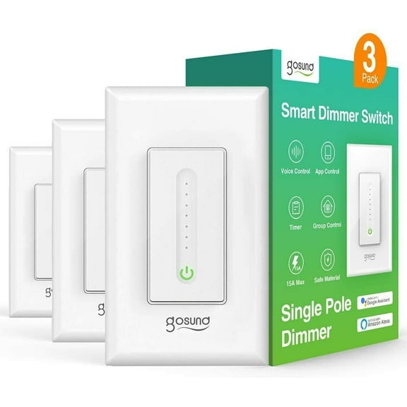 Gosund 3 Pcs Smart Light Switch Dimmer WiFi Remote Control Fit Alexa Google Home