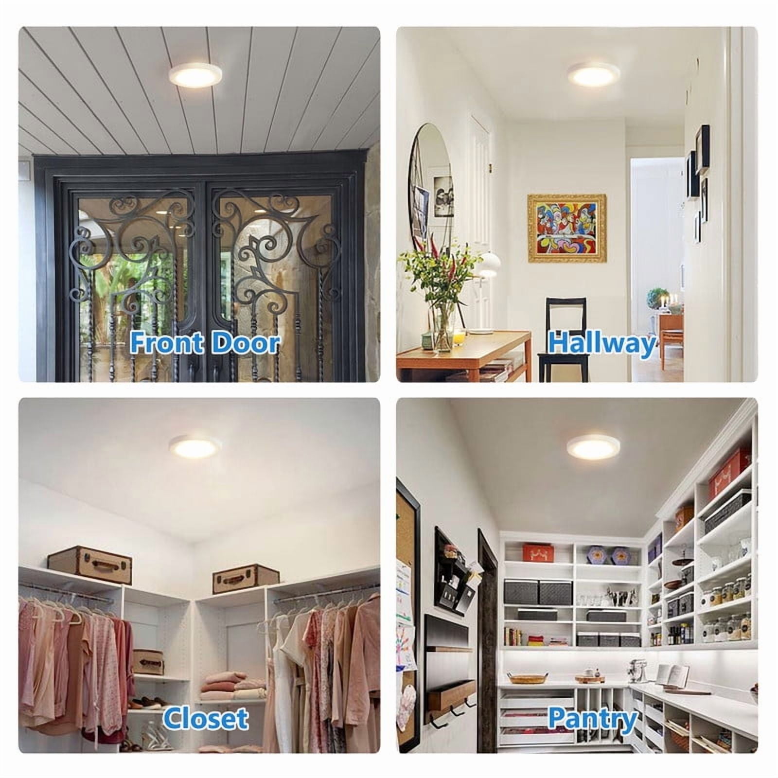 Lucere LED Motion Sensor Flush Mount Ceiling Lighting Fixture, 6.5 inch 120V LED Closet Motion Sensor Light, 3000K Round Lighting Fixture for Stairs Closet Rooms Porches Basements Hallways Pantries