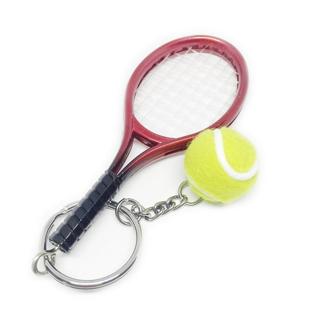 6 Pieces Tennis Racket Portable Keychains Sport Keyring Multi-colors Key Chain Set Accessories Presents Girlfriends Wife Purple