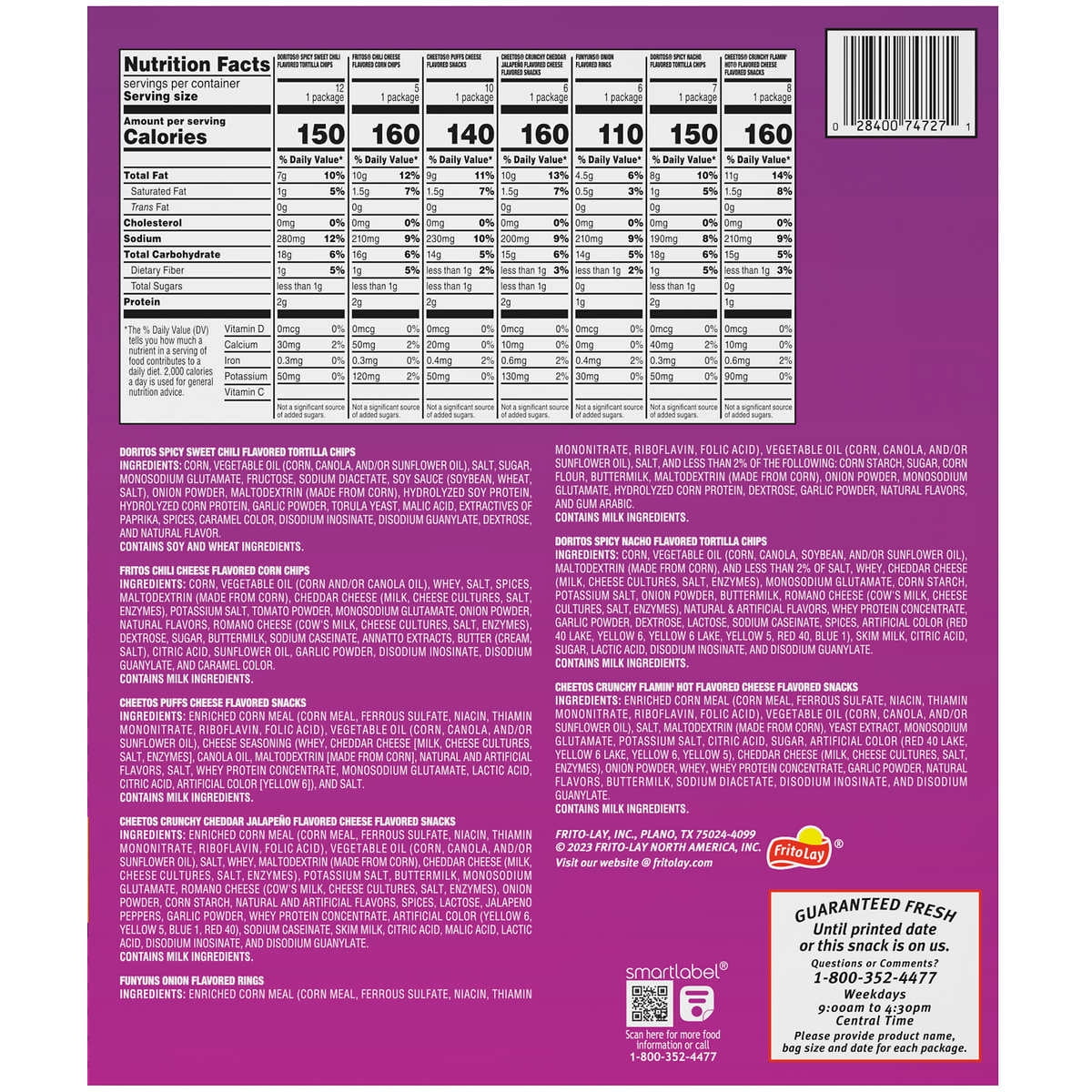 Frito Lay Fun Flavor Mix, Variety Pack, 54 Count