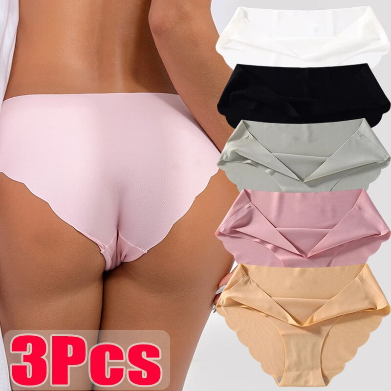 3 pieces ensemble femmes sans couture culotte Slip sous vetements en soie femme calecon femme a volants Satin culotte slips fille vague culotte Walmart