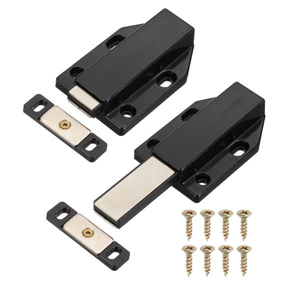 Uxvell 2 Pcs Magnetic Push Latch, Big Single Push to Open Door Touch Latch, Black
