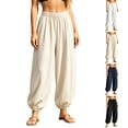 thumbnail image 2 of Women's Baggy Joggers , Loose Elastic Waist Versatile Solid Travel Lounge Pants with Pockets, 2 of 7