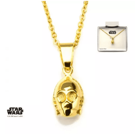 Star Wars C-3PO 3D Pendant Gold PVD Plated Stainless Steel Necklace