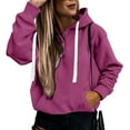thumbnail image 5 of 2024 Fashion Hooded Sweatshirts for Women Long Sleeve Solid Hoodies Baggy Comfy Pullover Tops Fall Winter Blouses, 5 of 7