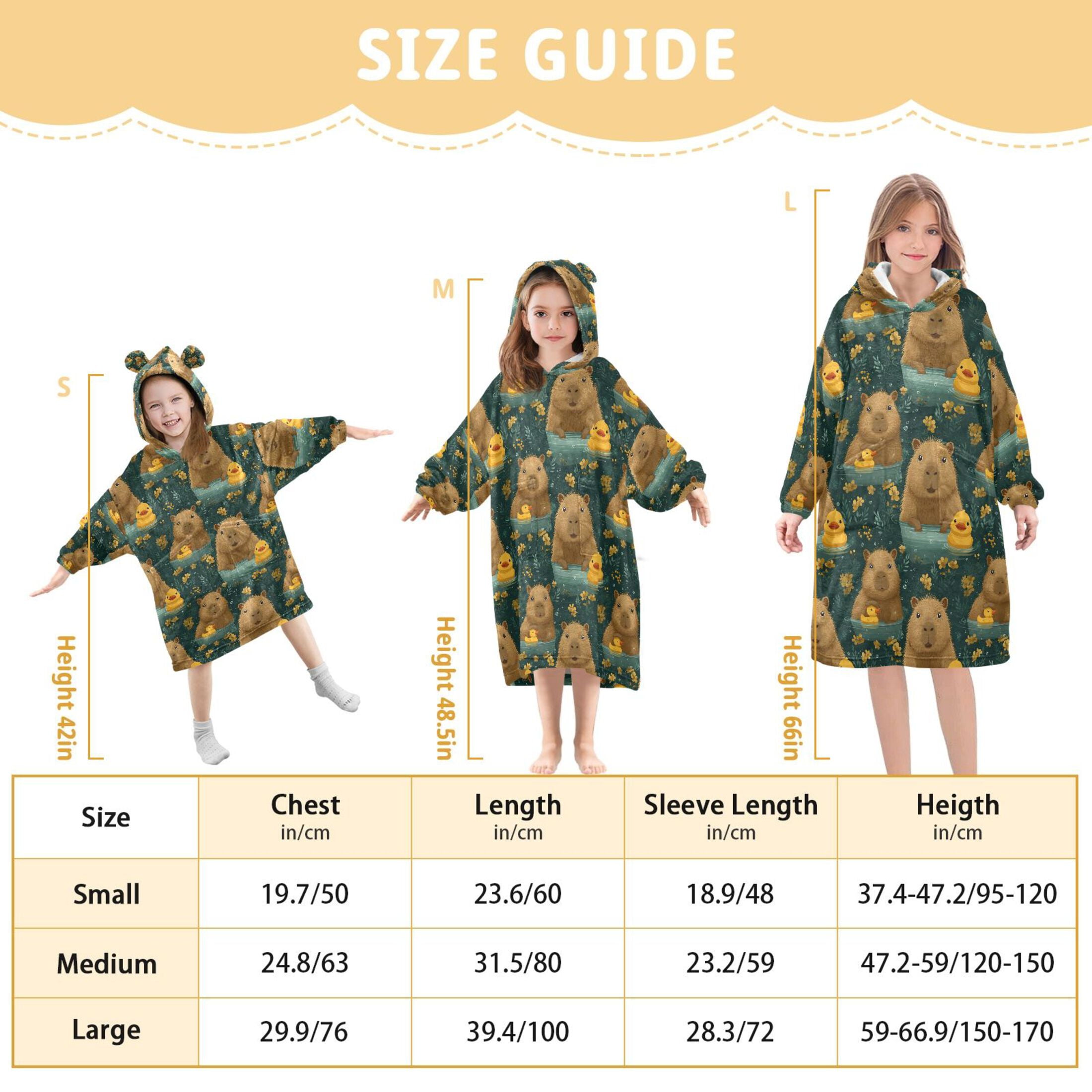 joogoo Wearable Blanket Hoodie for Capybara Cute Ducks Flannel Sherpa Pocket 3-14 YR S