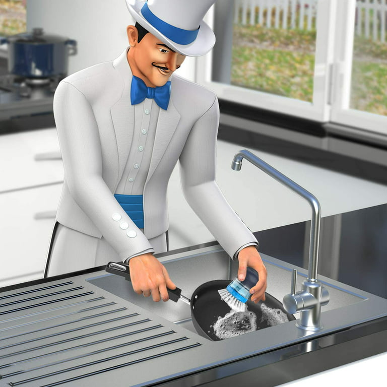 MR.SIGA Soap Dispensing Palm Brush for Dish Pot Pan Sink