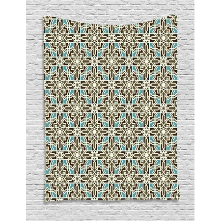 Brown And Blue Tapestry Arabesque Middle Eastern Inspired