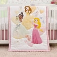 thumbnail image 6 of Disney Make A Wish Multi Princess Pink and White Belle, Tiana, and Aurora 3 Piece Nursery Crib Bedding Set - Comforter, Fitted Crib Sheet, and Crib Skirt, 6 of 6