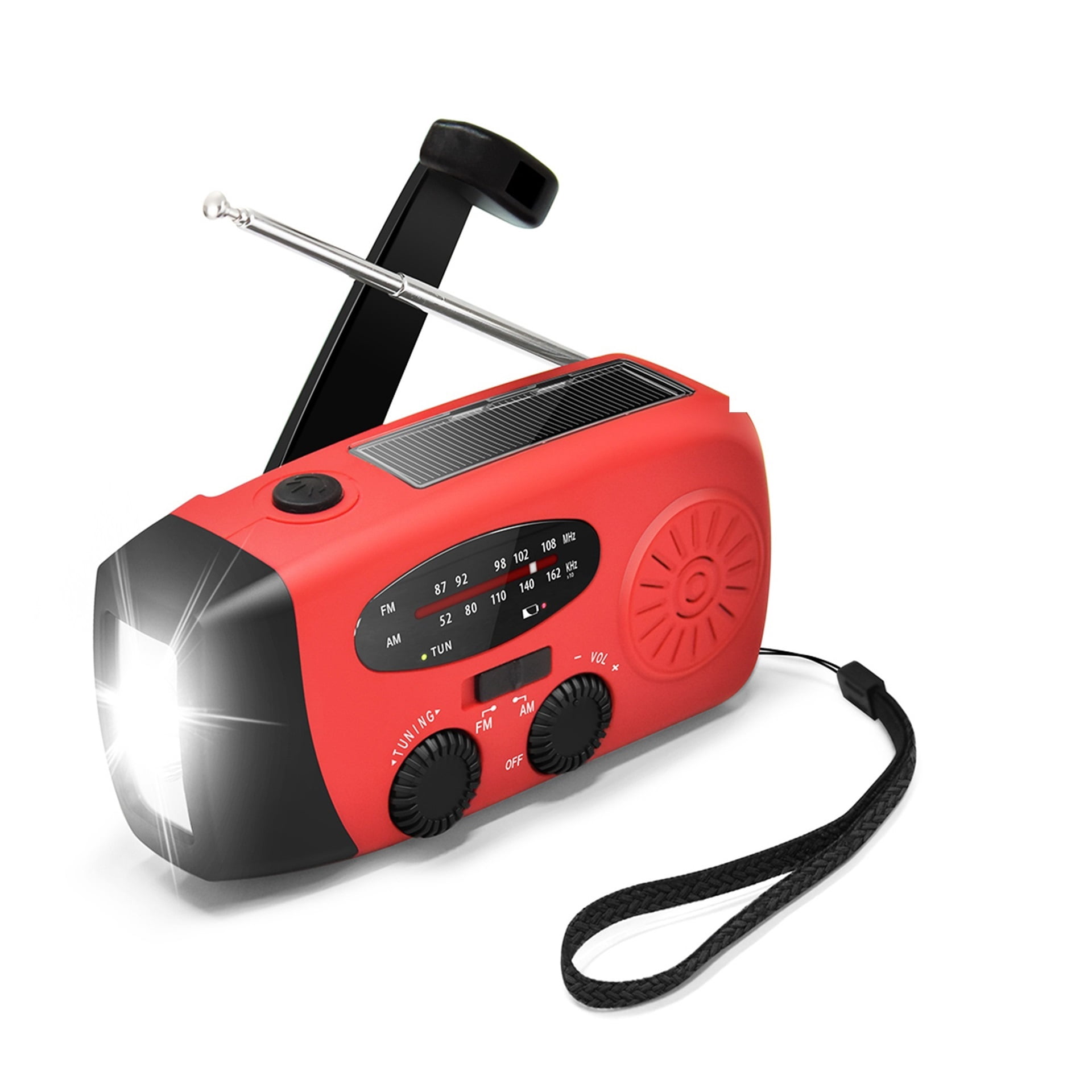 Solar Powered Emerncy Radio, Multi-Function Hand Crank Portable FM Radio with USB Charging for Outdoor Survival and Disaster Preparedness ,Listen Anytime, Anywhere