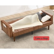 75 Convertible Futon Sofa Bed, Mid-Century Modern PU Leather Couch with Adjustable Backrest, Sleeper Loveseat with Side Pockets, Easy Assembly for Living Room & Guest Room