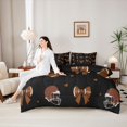 thumbnail image 4 of Erosebridal Football Print Bowknot Twin Bedding Sets 7-Piece for Teens,Boys Girls Sport Gamer Bedding Comforter Set,Black Reversible,Super Cozy Room Decor, 4 of 6