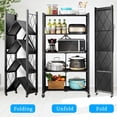 thumbnail image 4 of 5-Tier Metal Storage Shelves with Wheels, Heavy Duty Foldable Garage Shelving Unit for Easy Organization, Ideal for Kitchen, Garage, and Basement, Black, 4 of 6