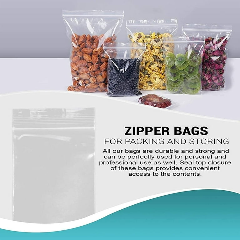 Bag Tek 2 Gallon Storage Zip Bags, 1000 Disposable Zipper Pouch Bags - Double Zipper, Greaseproof, Clear Plastic Zip Bags, with Write-On-Label, for