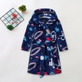 thumbnail image 2 of KPOPLK Girls Fleece Hooded Robes for 3-12Years Kids Warm Bath Robe for Girls Soft Fuzzy Bathrobe(5-6 Years,Navy), 2 of 6