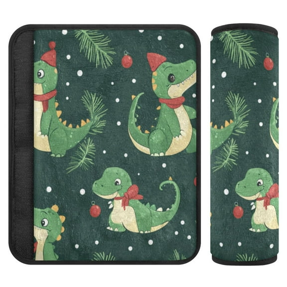2 Car Seat Belt Covers S Size 6.5*6.5 Inches Car Seat Belt Shoulder Pad Backpack Shoulder Pad Stroller Belt Cover Christmas Cartoon Dinosaur