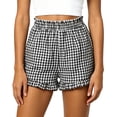 thumbnail image 2 of Yievot Womens Plaid Shorts Gingham Elastic Waist Ruffle Hem Summer Casual Vacation Lounge Shorts with Pockets, 2 of 6