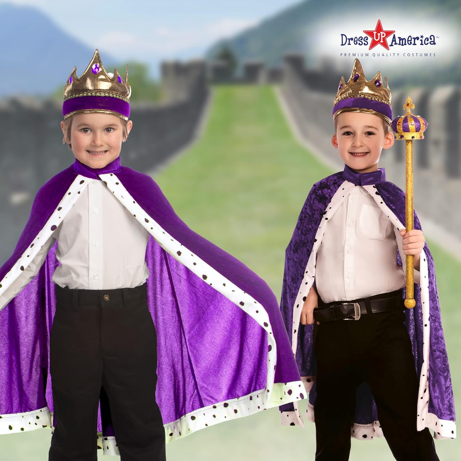 Amazon.com: Kosgraiy Kids King Costume,King Costume Crown Robe  Scepter,Halloween Costume,King Cape with Collar and Gold trim,3pcs,Size  S/39inch : Clothing, Shoes & Jewelry