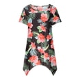 thumbnail image 5 of USSUMA Plus Womens Tops Dressy Casual Crew Neck Short Sleeve Women's Shirts and Blouses Floral Print T-Shirts for Women Trendy Long Flowy Irregular Hem Tunic Top Summer Beach, 5 of 5