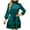 Green, variant on Herrnalise Women's Solid Color Satin BeltedHigh Neck Cake Pleated Long SleeveRound Neck Knee Length Dresses S-2XL