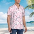 thumbnail image 6 of Uemuo Cute Rabbit Flower Printed Regular Fit Short Sleeve Casual Hawaiian Shirt for Men,Aloha shirt,Tropical shirt,Floral print shirt,Vacation Beach shirt-Large, 6 of 9