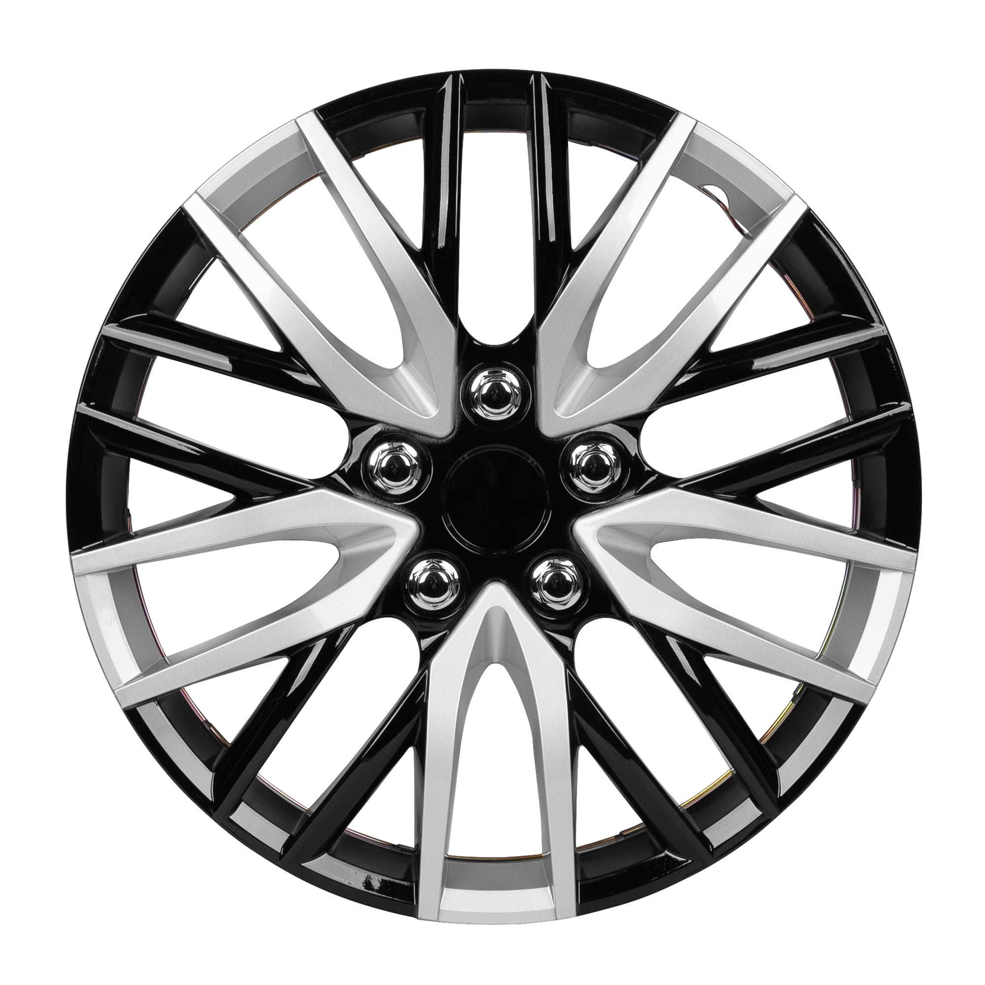BDK (4-Pack) Premium Black/Silver Hubcaps 16" Wheel Rim Cover Hub Caps Two-Tone Style Replacement Snap On Car Truck SUV - 16 Inch Set