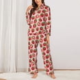 thumbnail image 2 of Fotbe Cute Strawberry Pattern Long Sleeve Pajama Set for Women,Sleepwear Set,2-piece Loungewear Set,Soft PJs Comfy Nightwear with Pockets -X-Large, 2 of 7