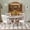 Antique White, variant on 5-Piece Retro Functional Dining Table Set - Wood Round Extendable Table and 4 Upholstered Chairs for Dining Room, Kitchen, Family Bistro