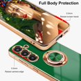 thumbnail image 4 of Dteck for Samsung Galaxy S24 Plus Case with Screen Protector, Built-in 360° Rotation Ring Holder Magnetic Stand, Luxury Shiny Plating Edge Shockproof Electroplated Protective Cover,Green, 4 of 5