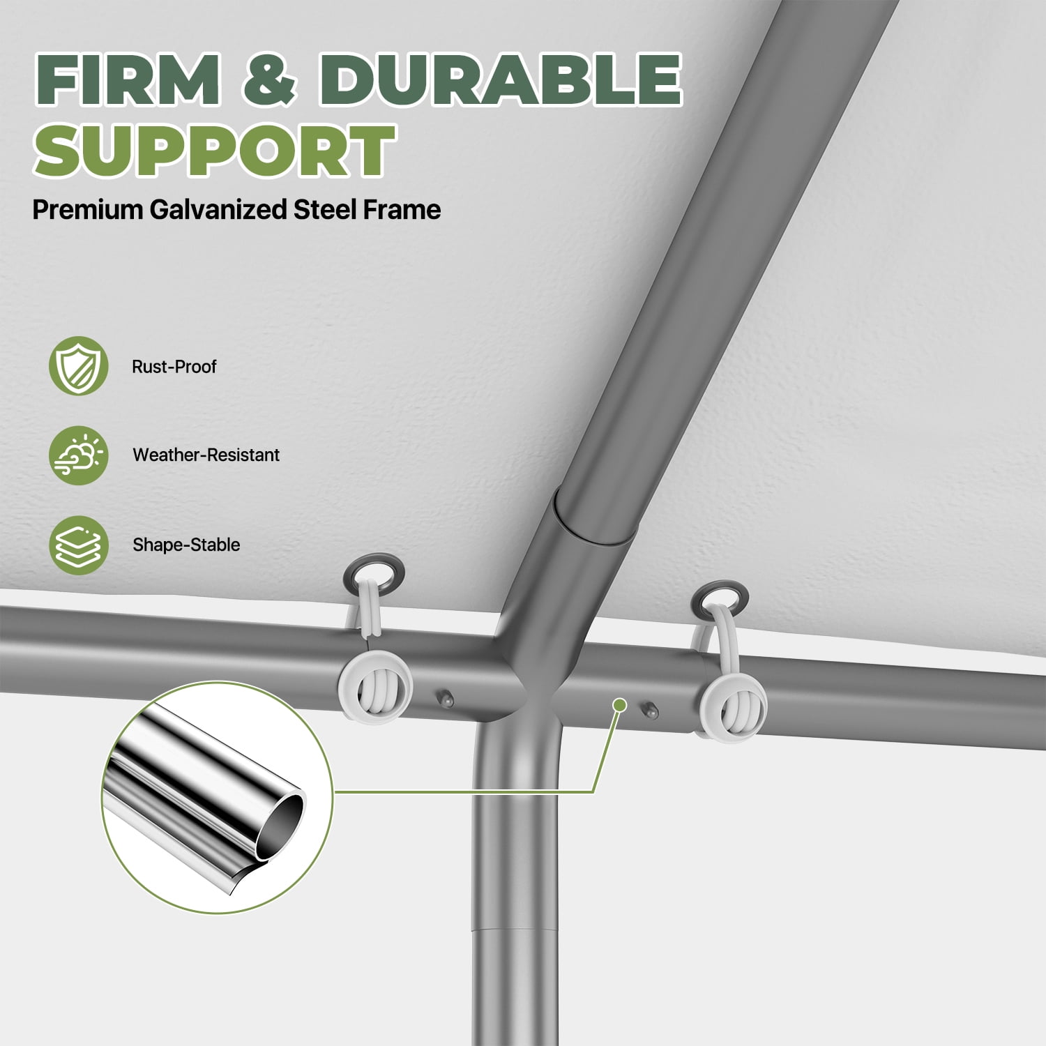 BaPiPro 10x20 FT Heavy Duty Waterproof PE Carport, Two-Section Outdoor Garage Canopy Tent with Adjustable Height for Cars & Boats, White